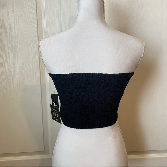 Lulus Seaside to Shore Black Strapless Smocked Tube Top Medium NWT - Picture 6 of 8